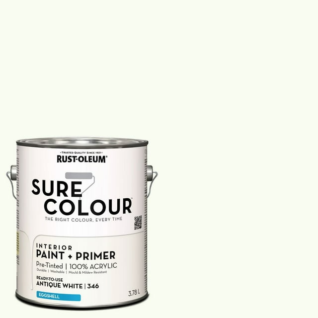 Rust-Oleum Sure Colour™ Paint + Primer, Interior Eggshell, Antique White 3.78 L