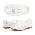 thumbnail image 4 of Dream Pairs Kids Girls Rhinestones Ballet Flat Shoes Toddler Fashion Dress Shoes MUY-SHINE-INFANT WHITE/SUEDE Size 5 Toddler, 4 of 5