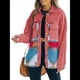 thumbnail image 3 of Chaqueta Vaquera de Larga con Solapa Holgada y Parches para Mujer, Estilo Retro con Borde Sin Rematar, de Medio. Rosa M, 3 of 6