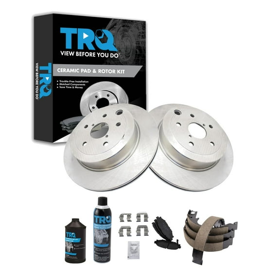 TRQ Rear Brake Pad & Rotor Kit BKA34967 Fits Select 2008-2013 Subaru Impreza