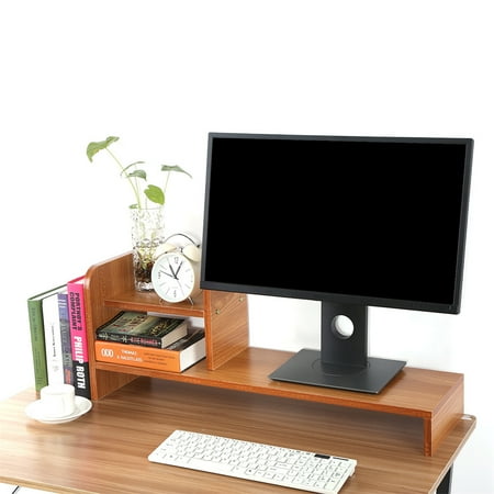 Tmishion Wooden Monitor Stand Tv Computer Screen Riser 2 Tiers Desk Tmishion Wooden Monitor Stand Tv Computer Screen Riser 2 Tiers Desk Storage Organizer Teak Color