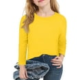 thumbnail image 4 of Inglocry Girls Long Sleeve T-Shirts Kids Summer Fall Crewneck Tops Basic Tees Yellow 140, 4 of 4