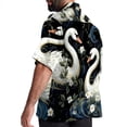 thumbnail image 3 of Swan Men's Casual Hawaiian Shirt Printed Button Down Short Sleeve Summer Beach Shirts Unisex, 3 of 6