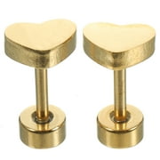 ALVINMA 2pcs Heart Shaped Earrings Screw Back Earrings Women Girls Metal Earrings Stud Earrings