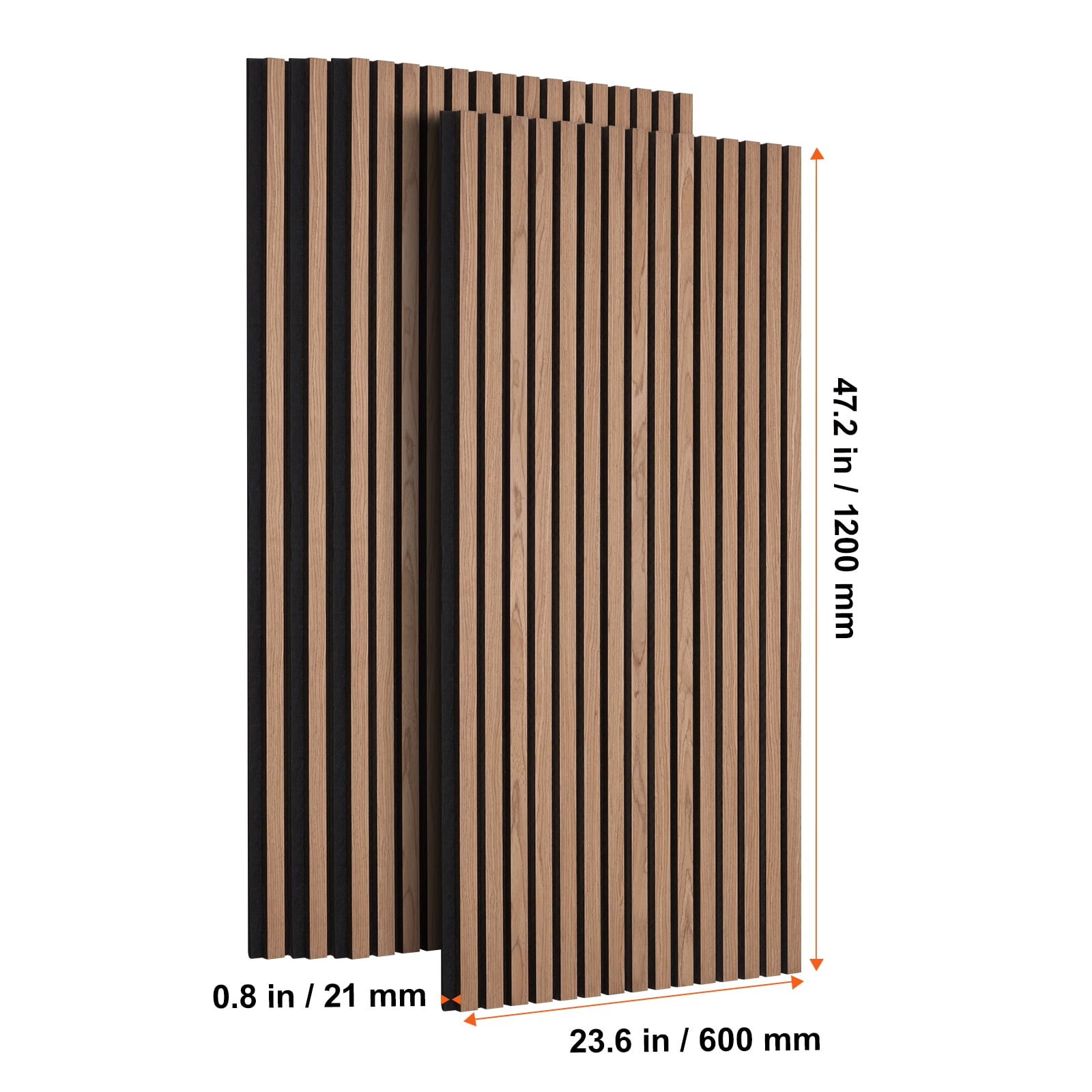 VEVOR Wood Slat Acoustic Panels, 23.6 x 47.2 inch, MDF Accent Wooden Wall Panels for Modern Interior Wall, Faux Wood Wall Board Panels for Stylish Decor and Noise Reduction, Walnut