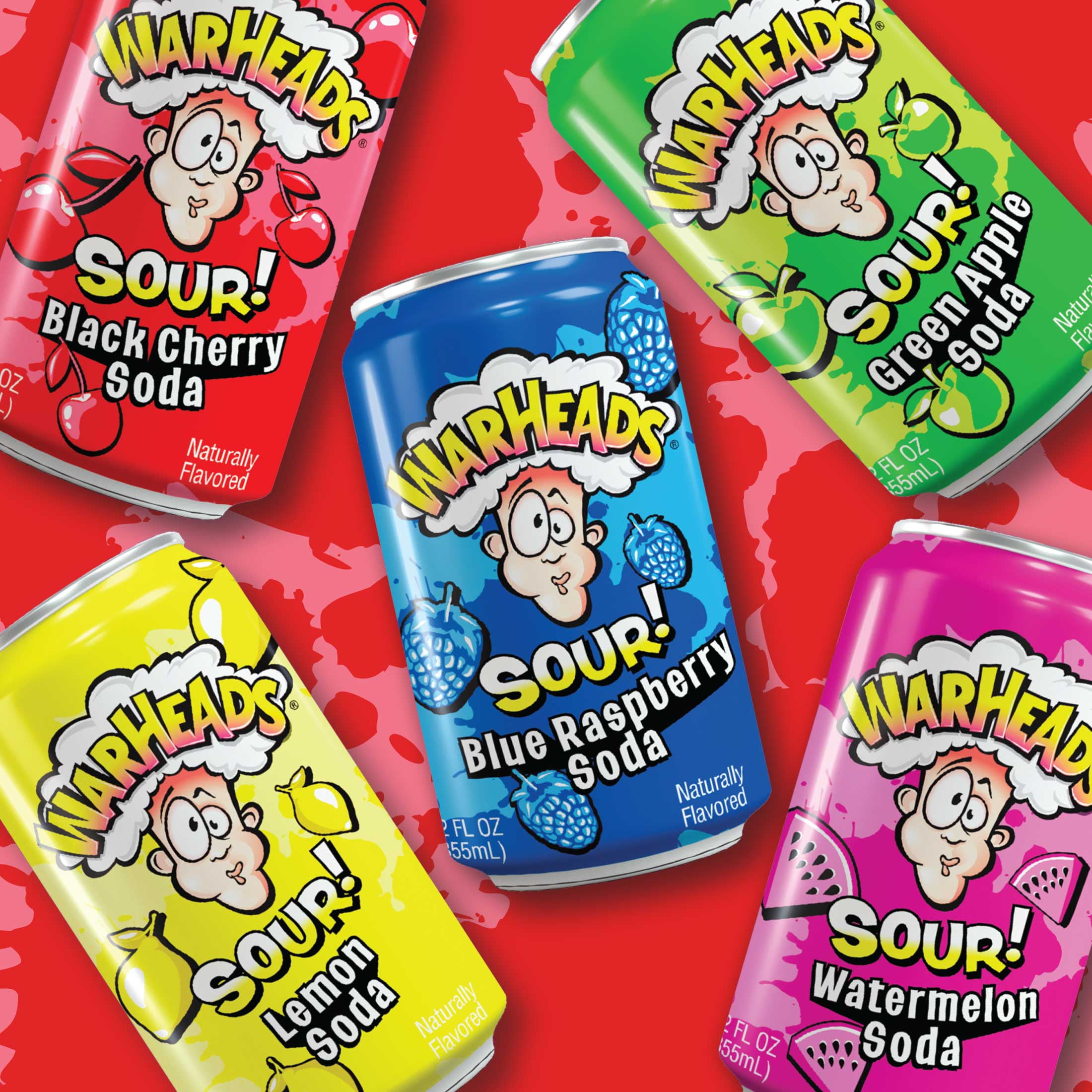Warheads Sour Soda Black Cherry 12oz Cans