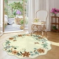 thumbnail image 3 of Moynesa 4' Floral Round Area Rug, Washable Rugs for Bedroom Ultra-Thin Soft Rug, Non-Slip Small Boho Circle Carpet for Entryway Nursery Bathroom,Beige, 3 of 8