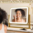 thumbnail image 4 of Dressing Table Mirror with Lights, Vanity Mirror 35.5 x 30.5 cm with Lights, Illuminated Dressing Table Mirror, Smart Touch with 3 Colours, Adjustable for Table, 4 of 7