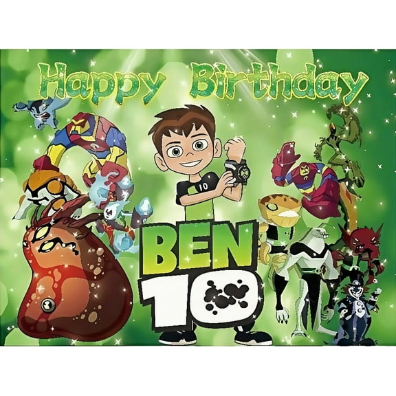 Ben 10 Anime-Style Themed Birthday Party Banner (71x43 Inches) - Cartoon Photography Backdrop Decorations for Kids' Celebrations