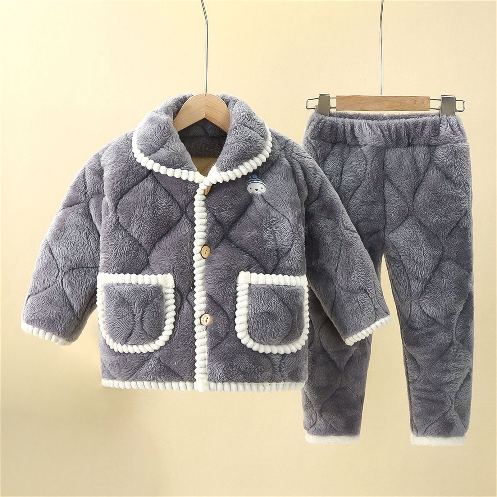 Coerni Kids Clothes Sets Baby Girls Fleece Outfits Long Sleeve Sweatshirt Fleece Pants Warm Indoor Clothing for Winter