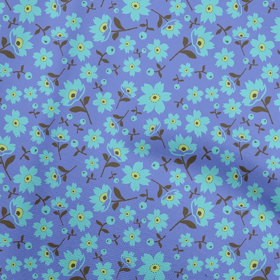 oneOone Velvet Medium Purple Fabric Leaves & Clover Quilting Supplies Print Sewing Fabric By The Yard 58 Inch Wide