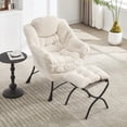 thumbnail image 2 of Modern Accent Chair with Ottoman, Reading Chair with Armrests and a Side Pocket,  Lounge Arm Chair for Small Space/Living Room/Bedroom, Corner Chair, White, 2 of 9