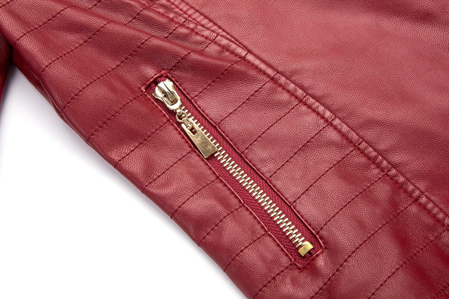 NANAHuang Women's Candy Color Asymmetric Zip Slim Faux Leather Cropped Moto Jacket