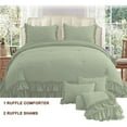 thumbnail image 2 of 5 Piece Luxury 5 Inch Two Layer Ruffle Comforter 550 GSM All Season (Twin/Twin XL Size) Premium Super Soft - 800 TC, 100% Egyptian Cotton- Solid Light Sage Colour, 2 of 7