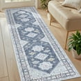 thumbnail image 6 of MeyJey 2'x8' Oriental Vintage Runner Rug for Hallways, Non-Slip Machine Washable Area Rug for Bedroom/Living/Dining/Laundry Room Carpetm, Gray/Blue/Navy, 6 of 15