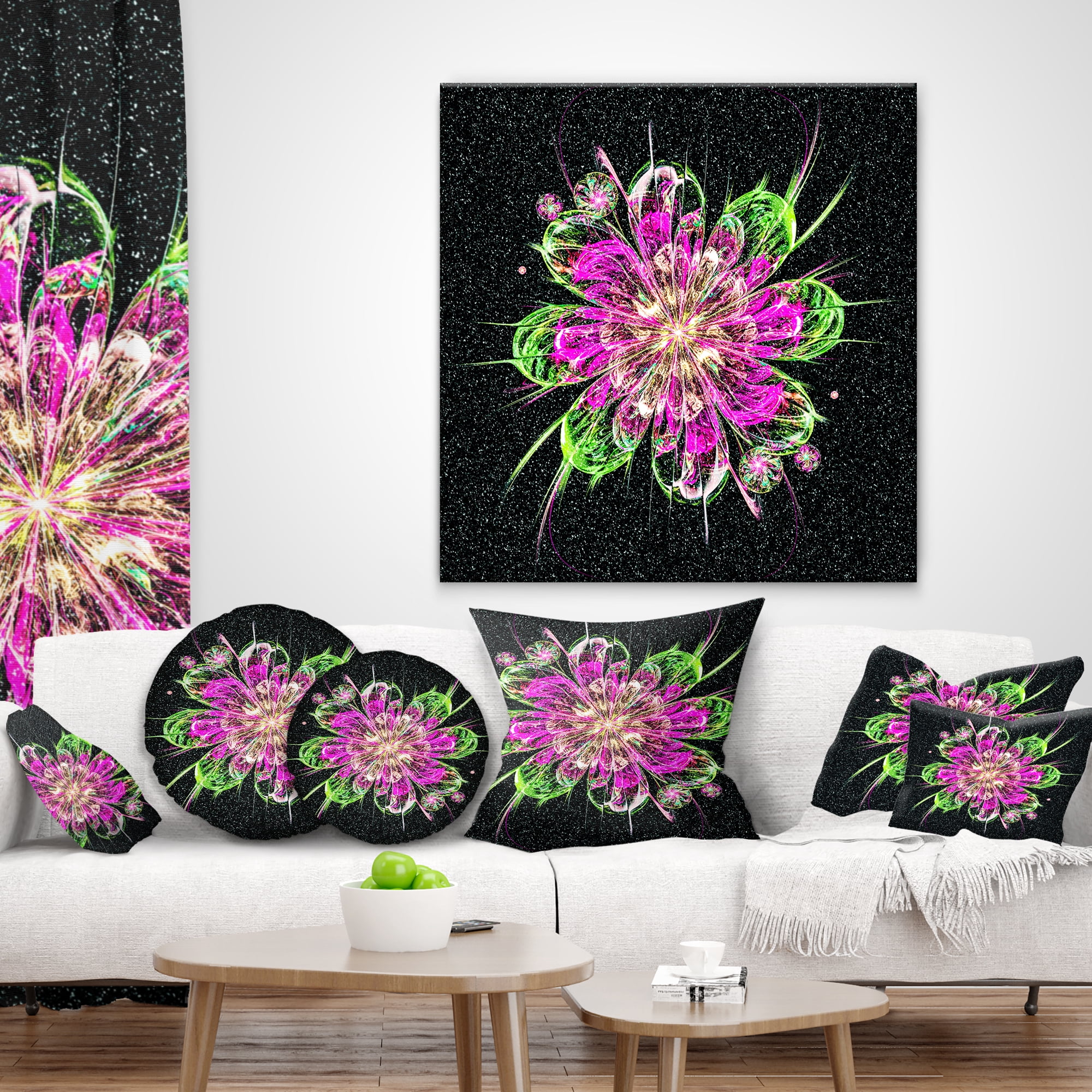Designart 18" x 18" Black Polyester Throw Pillow