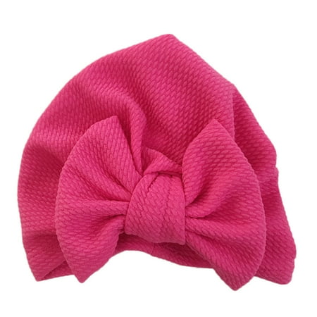 

Dadaria Baby Girl Hats 0-6M 0-6 Month Baby Cute Unisex Hat Solid Elastic Big Bow Design Hat Hot Pink Boys Girls