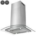thumbnail image 3 of AKDY 30" Stainless Steel Island Mount Range Hood Tempered Glass Push Button Control Kitchen Cooking Fan with Carbon Filters, 3 of 5