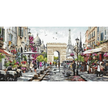 UPC: 4840746029400 | Counted Cross-Stitch Kit Paris B2382 Needlework City Canvas Cotton By Luca-S Multi-Color Street