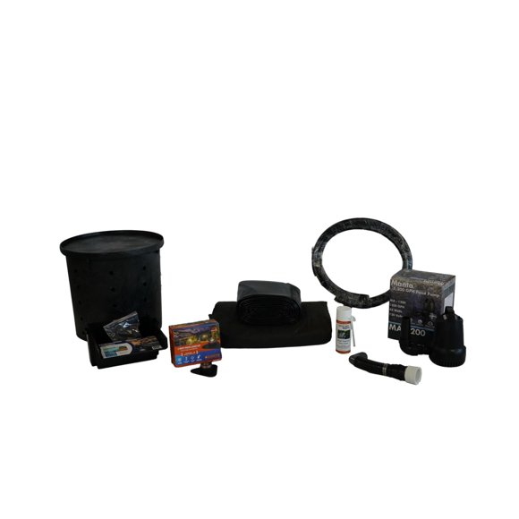 HALF OFF PONDS - Simply Waterfalls 1200 Pond Free Waterfall Kit - 5 ft by 20 ft PVC Liner, 1,200 GPH Manta Series Water Pump - PVCPXSAN2