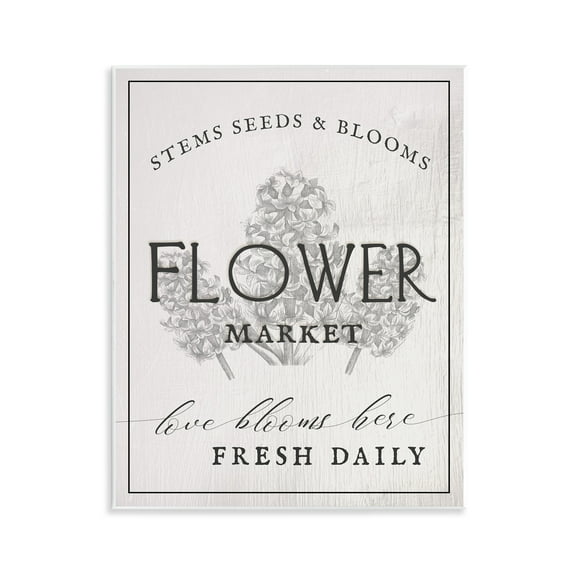 Stupell Industries Flower Blooms Market Typography Painting Unframed Art Print Wall Art, 11 x 14