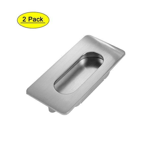 Uxcell 3" x 1-3/5" Recessed Sliding Door Handle Flush Pull Zinc Alloy Brushed Finish 2pcs
