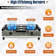 thumbnail image 4 of SONRET Double Burner Stove Stainless Steel Propane Portable Cooktop for Outdoor Cooking & Camping with Carbon Steel Grates Includes Regulator & Hose, 4 of 9