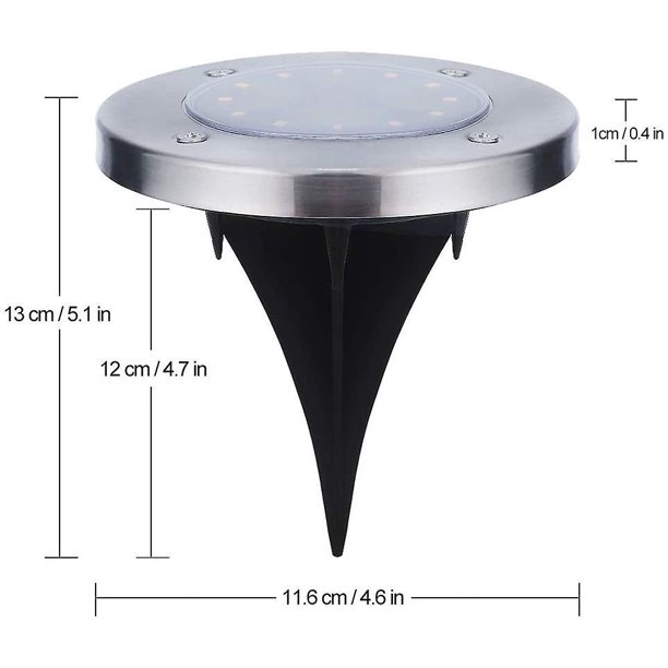 Luz solar al aire libre 12 leds 4 piezas Luces solares de piso Luces blancas de jardín Impermeable Acero inoxidable