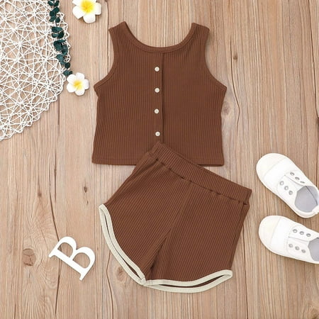 

Leutsin Toddler Kids Baby Girls Boys Summer Fashion Vest Top Solid Color Shorts Clothes