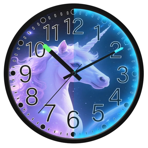 Ryvnso Unicorn-u6 12 Inch Night Light Wall Clock Silent Battery Operated Luminous Clocks