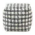 thumbnail image 2 of Modern Pouf Ottoman- White Black Checkered Jacquard- 16 Inch Square, 2 of 6