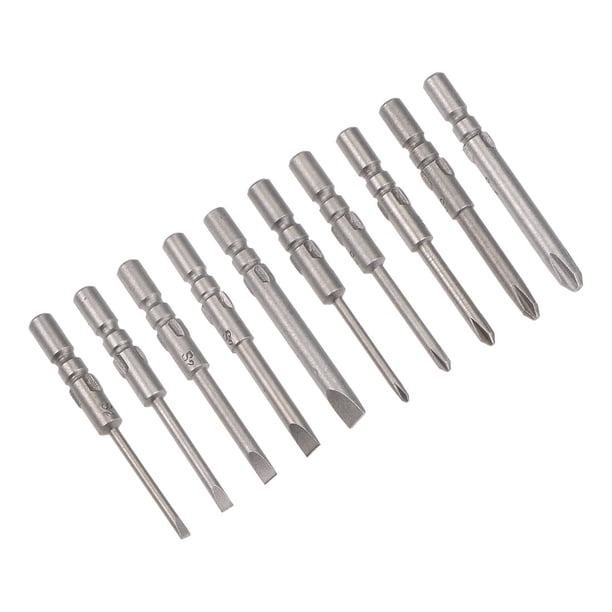 Juego de puntas de destornillador magnético Phillips ranurado de 4mm de vástago redondo y 1.57" de longitud de Uxcell en acero S2