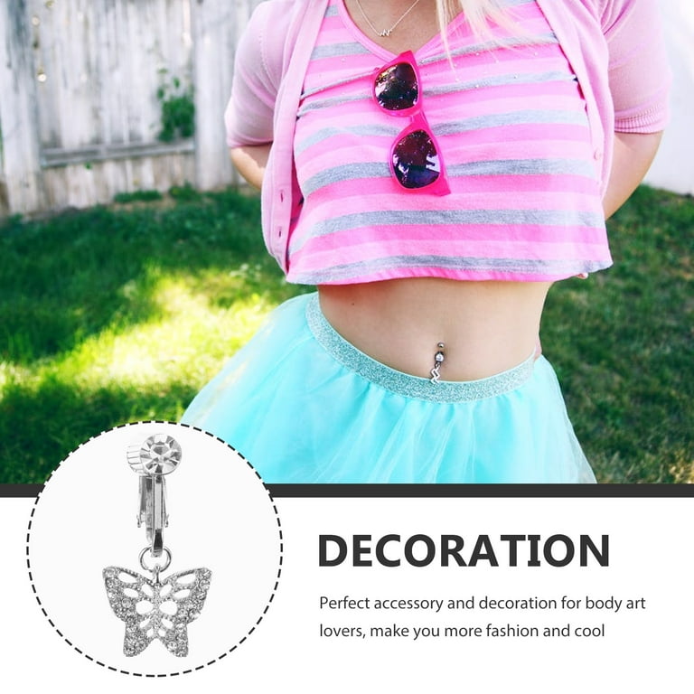 Fake Belly Button Ring Clip Jewelry Rings Non-Piercing Dangling