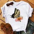 thumbnail image 1 of T-shirt Femme Imprimé Mode Fleur Papillon Manches Courtes Décontracté Haut Graphique, 1 of 7