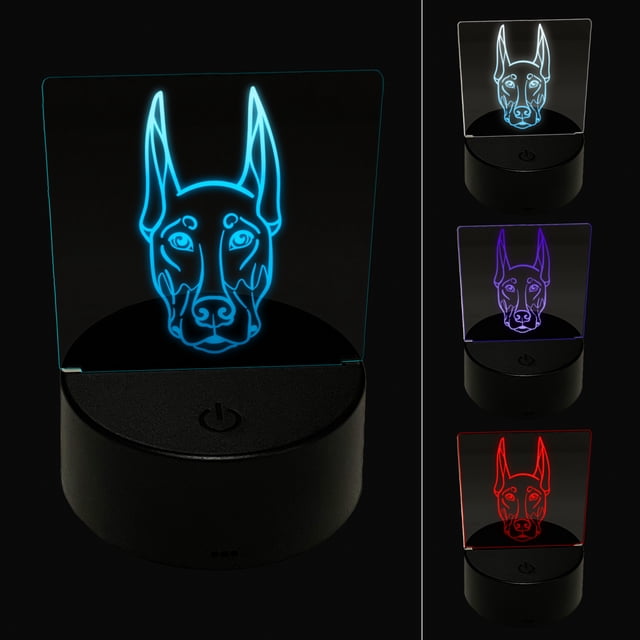 Lampe Illusion 3D Led Veilleuse Doberman Pinscher Chien Avec 7 Couleurs De Pour La Décoration De La Maison Visualisation Incroyable Optique, Garçon Fille Anniversaire Cadeau De Noël, Ameublement