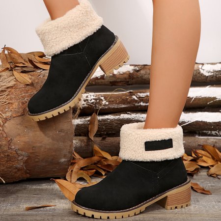 

Winter New European and American Large Size Snow Boots One Shoes Two Wear Women‘s Thick Heel Mid-calf Boots Women‘s Export Style