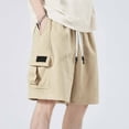 thumbnail image 2 of FRSASU Men's Casual Solid Color Corduroy Cargo Shorts Dress Short Pants Wide Leg Knee Length office Work Casual Bermuda Trousers with Pockets Khaki, 2 of 6