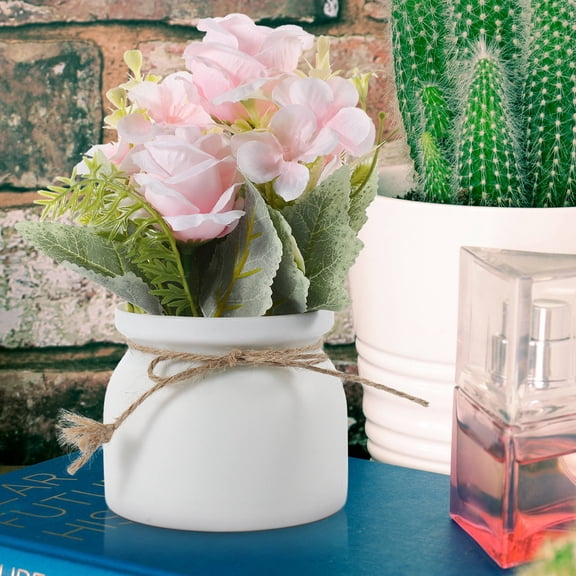 Amosfun Artificial Rose Potted Plant for Indoor Home Decor, Realistic Faux Floral Display