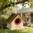 thumbnail image 6 of Linnome Wooden Bird House Outdoor Hanging Natural Birdhouse For Wild Birds Garden Backyard Nesting Box Shelter Feeder Decor, 6 of 6