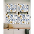 thumbnail image 2 of Vintage Yellow Blue Flower Short Blackout Curtains 45 Inch Long Abstract Floral Rod Pocket Kitchen Curtains, 2 Panels Thermal Insulated Room Darkening Drapes for Bedroom, 42"W x 45"L, 2 of 5