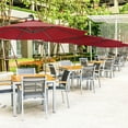 thumbnail image 2 of Costway 10' Hanging Solar LED Umbrella Patio Sun Shade Offset Market W/ Base Burgundy, 2 of 9