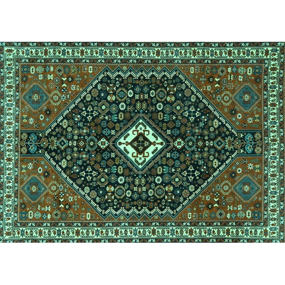 Ahgly Company Indoor Rectangle Persian Turquoise Blue Traditional Area Rugs, 8' x 10'