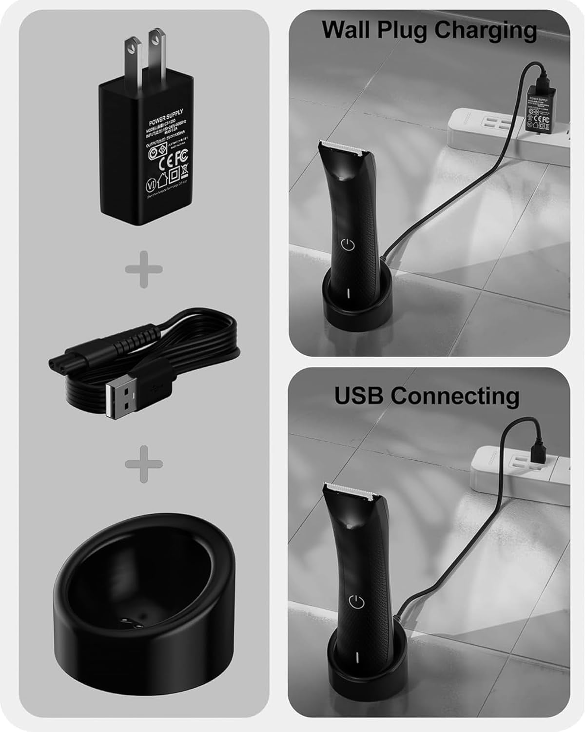 VHBW Replacement for MMANSCAPED Charging Dock with AC Adapter for MANSCAPEDd Lawn Mower 3.0 & 2.0 Electric Groin Hair Trimmer