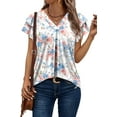 thumbnail image 2 of KISSMODA Womens Floral Tunic Top Short Sleeve Shirts Loose Fit Summer Tops, 2 of 4