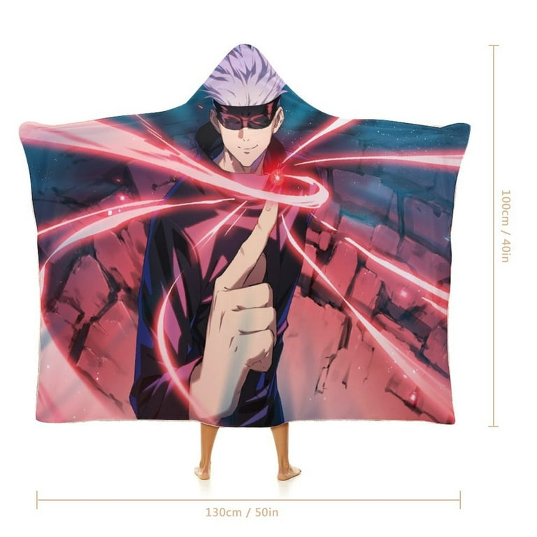 Aoivkut Gojo Satoru Jujutsu Kaisen Soft Wearable Blanket Hoodie Hooded Blanket Warm Decor Gift for Kids Adult for Sofa Bed Office, Adult Unisex, Size