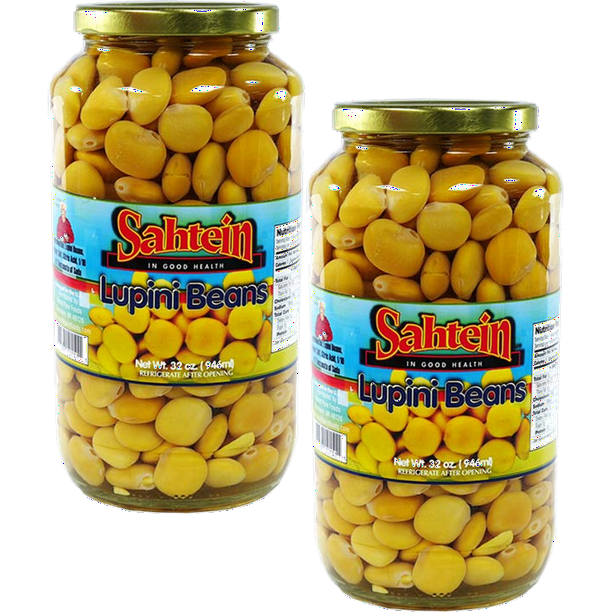 Sahtein Brand Pickled Lupini Beans High Protein, High Fiber, Low in