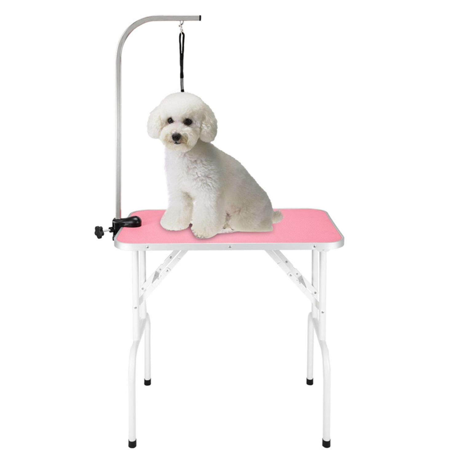 Pefilos 32" Foldable Pet Grooming Table for Small Dogs Cats with Adjustable Arm Noose Pet Grooming Table for Home for Medium Dogs Cats, Pink Pefilos 32" Foldable Pet Grooming Table for Small Dogs Cats with Adjustable Arm Noose Pet Grooming Table for Home for Medium Dogs Cats, Pink