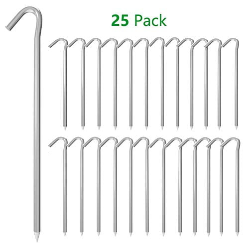 AAGUT Yard Tent Stakes Heavy Duty 9 Inch 25 Piece Galvanized Steel Tent Pegs Canopy Garden