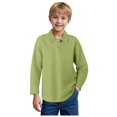thumbnail image 2 of NIEWTR Long Sleeve Polos For Boys Boys Fall Polos Boys' Long Sleeve Slim Fit Dress Polo, Button-Down Style With & Polotail Hem Size 4-10 years (Green,9-10 Years), 2 of 9