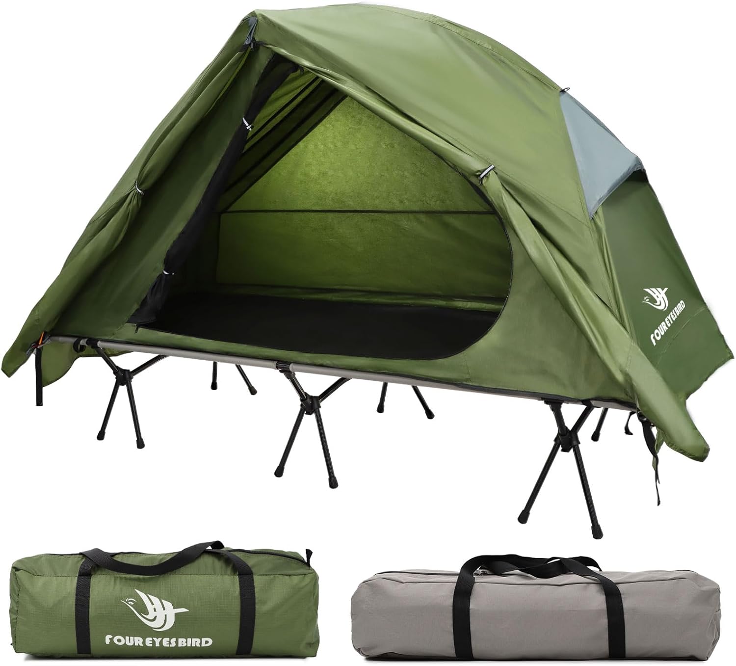 Arctic Lemmings 4-in-1 Elevated Camping Cot Tent for 1 Person - Foldable and Portable Tent Set for Hiking, Camping & Outdoor Adventures